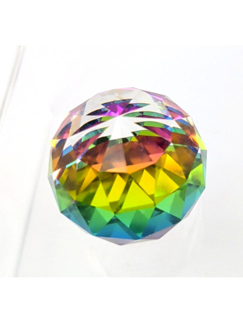 VTG Swarovski K9Crystal Vitrail Medium Round Prismatic Paperweight Rainbow Facet - Picture 3 of 12